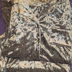 Nicole Miller Velvet Pajama Set in Silver